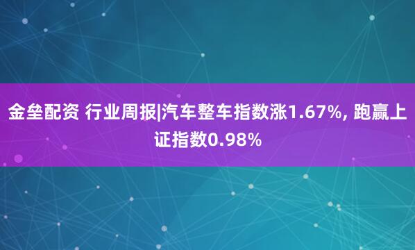 金垒配资 行业周报|汽车整车指数涨1.67%, 跑赢上证指数0.98%