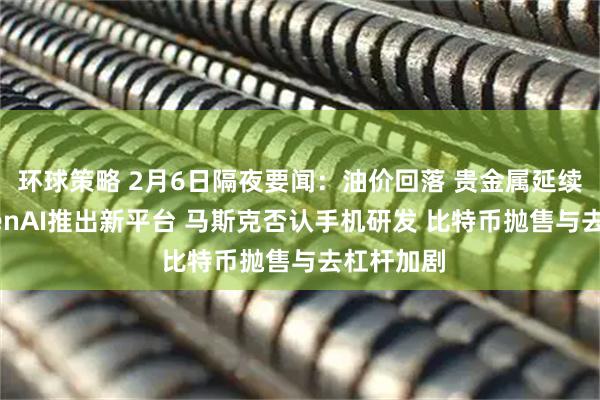 环球策略 2月6日隔夜要闻：油价回落 贵金属延续跌势 OpenAI推出新平台 马斯克否认手机研发 比特币抛售与去杠杆加剧